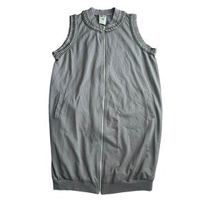 Vocal Gray Sweatshirt Dress Sleeveless Chain Moto Punk Y2K Grunge S Oversized
